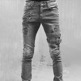 Funki Buys | Pants | Men's Punk Skinny Denim Pants | Zipper Jeans