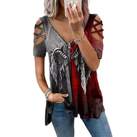 Funki Buys | Shirts | Women's Cross Strap Short Sleeved Zipper Shirt