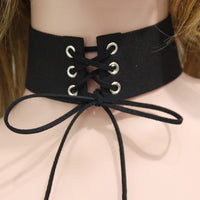Funki Buys | Necklaces | Women's Velvet Lace Up Gothic Choker | Anime