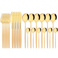 Funki Buys | Cutlery Sets | Gold Stainless Steel 24 Pcs Set | Mirror Polish