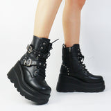 Funki Buys | Boots | Women's Punk Platform Ankle Wedge Boots