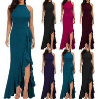 Funki Buys | Dresses | Women's High Split Ruffled Hem Long Dress