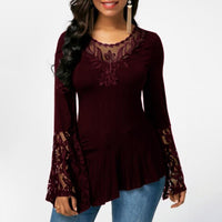 Funki Buys | Shirts | Women's Plus Size T-shirt | Angled Hem Lace Top