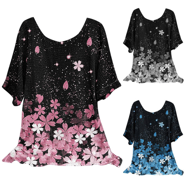 Funki Buys | Shirts | Women's Flower Print Blouse | Floral Tunic 2XL