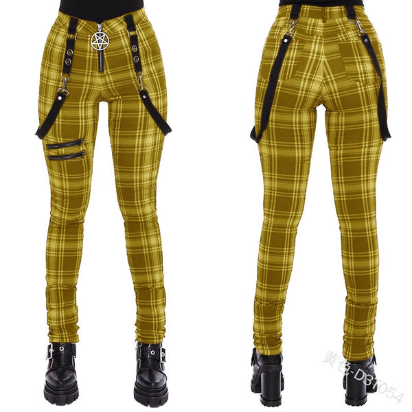 Hot Topic, Pants & Jumpsuits, Hot Topic Yellow Plaid Pants Large Trousers  Stretch Womens Punk Goth Clueless