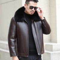 Funki Buys | Jackets | Men's Genuine Leather Jacket | Fleece, Duck Down