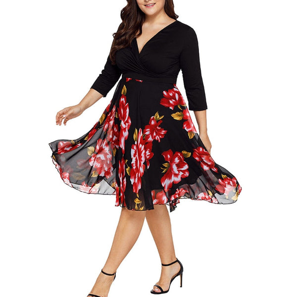 Funki Buys | Dresses | Women's Elegant Floral Chiffon Cocktail Dress