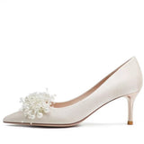 Funki Buys | Shoes | Women's French-Style Bridal Shoes | White Pearl Stiletto