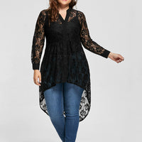 Funki Buys | Shirts | Women's Elegant Plus Size Top | Long Lace Blouse