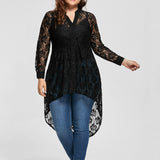 Funki Buys | Shirts | Women's Elegant Plus Size Top | Long Lace Blouse