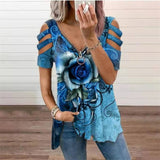 Funki Buys | Shirts | Women's Cross Strap Short Sleeved Zipper Shirt