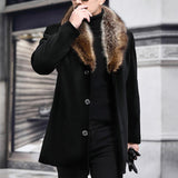 Funki Buys | Jackets | Men's Luxury Faux Fur Turn-Down Collar Jacket