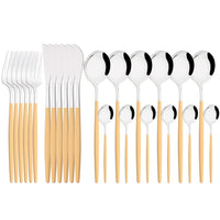 Funki Buys | Cutlery Sets | Gold Stainless Steel 24 Pcs Set | Mirror Polish
