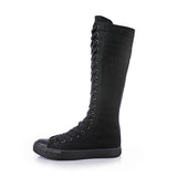 Funki Buys | Boots | Women's Knee High Canvas Boot | Lace-Up Zipper