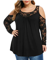 Funki Buys | Shirts | Women's Plus Size Sexy Half Sleeve Lace Shirt