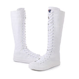 Funki Buys | Boots | Women's Knee High Canvas Boot | Lace-Up Zipper