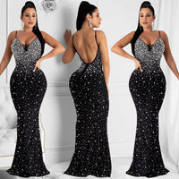 Funki Buys | Dresses | Women's Diamond Pearl Bodycon Evening Gown