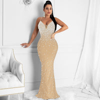 Funki Buys | Dresses | Women's Diamond Pearl Bodycon Evening Gown