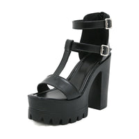 Funki Buys | Shoes | Women's Gothic Punk Platform Sandals | T-Straps