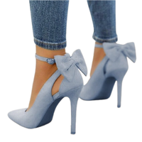 Funki Buys | Shoes | Women's Suede Bow Knot High Heels | Pointed Toe