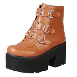 Funki Buys | Boots | Women's Platform Ankle Boots | Buckle Gothic Boots