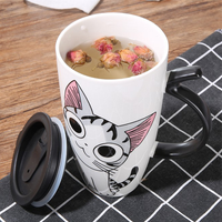 Funki Buys | Mugs | Cute Cat Ceramics Mug With Lid | Large 20oz Coffee Cup