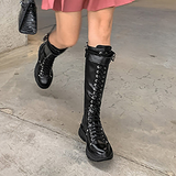 Funki Buys | Boots | Women's Knee High Lace Up Boots | PU Leather |