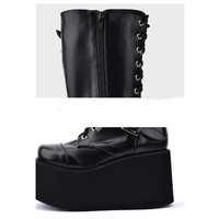 Funki Buys | Boots | Women's Punk Platform Wedge Boots | Zip Lace Up