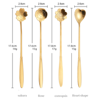 Funki Buys | Spoons |  Flower Spoons | 4 Pcs Long Handled Coffee Spoon