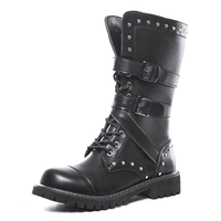 Funki Buys | Boots | Men's Gothic Punk Buckle Strap Biker Boots