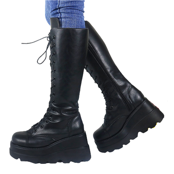 Funki Buys | Boots | Women's Knee High Platform Boots | Chunky Wedges