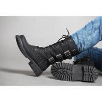 Funki Buys | Boots | Men's Gothic Motorcycle Mid-Calf Boots