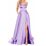 Funki Buys | Dresses | Women's Long Satin Evening Dress | Backless