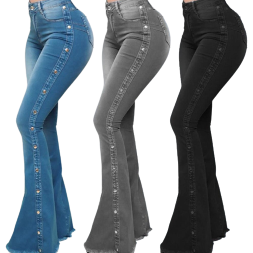 JDEFEG Womens Tall Pants Women's Vintage Flare Jeans Pants Bell Bottom High  Waisted Fitted Slight Destroyed Retro Wide Leg Denim Pants Jean Trousers  Women Jean Lace Jacket Denim Blue Xl 