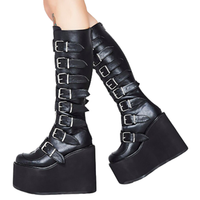 Funki Buys | Boots | Women's High Platform Buckle Boots | Wedges