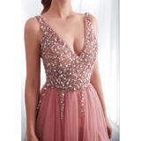 Funki Buys | Dresses | Women's Beaded Evening Dress | High Split Tulle