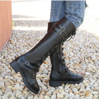 Funki Buys | Boots | Women's Knee High Boots | Lace Up Flat Steampunk