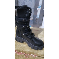 Funki Buys | Boots | Women's Mid-Calf Lace-Up Zipper Buckle Strap Boot