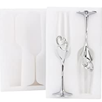 Funki Buys | Glasses | Wedding Champagne Flutes | Silver Heart 2 Pcs Set