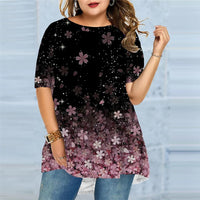 Funki Buys | Shirts | Women's 8XL Floral Tunic Top | Short Sleeve Summer Shirt