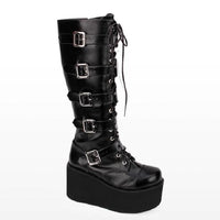 Funki Buys | Boots | Women's Platform Buckle Boots | Studded Wedges