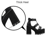 Funki Buys | Shoes | Women's Block Heel Rivet Sandals | Gothic Shoes