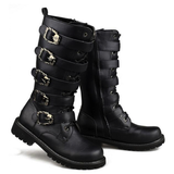 Funki Buys | Boots | Men's Gothic Punk Motorcycle Boots | Mid-Calf