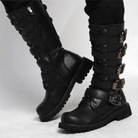 Funki Buys | Boots | Men's Gothic Punk Motorcycle Boots | Mid-Calf