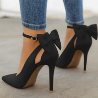 Funki Buys | Shoes | Women's Suede Bow Knot High Heels | Pointed Toe