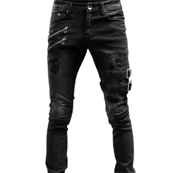  Women's Low Waist Flare Pants Gothic Jeans with Buckle