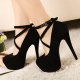 Funki Buys | Shoes | Women's Suede High Heel Pumps | Cross-Tied Ankle Strap