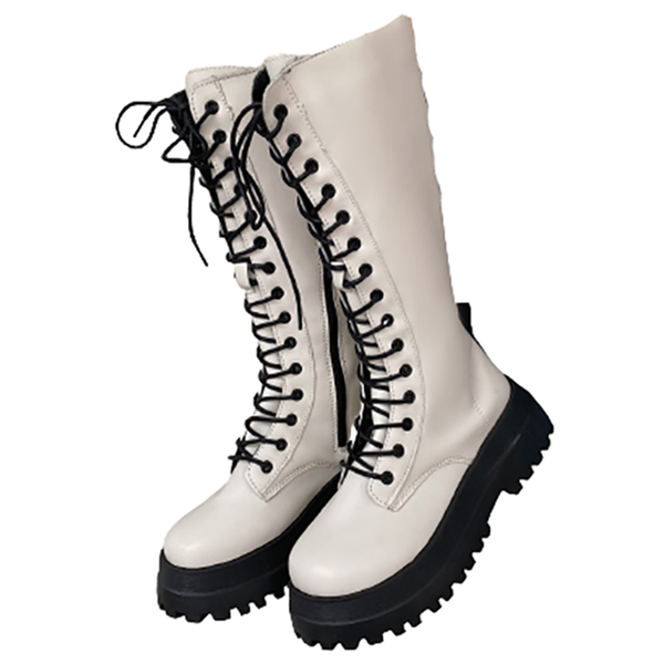 Funki Buys | Boots | Women's Gothic Punk Calf Length Boots | Lace Up