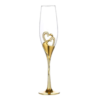 Funki Buys | Glasses | Wedding Champagne Flutes | Gold Heart 2 Pcs Set