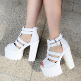 Funki Buys | Shoes | Women's Open Toe Platform Sandals | Gladiator Goth